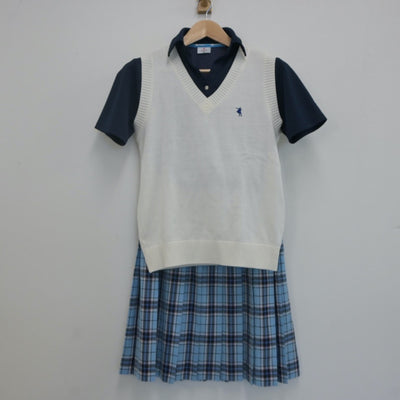 【中古】 クラーク記念国際高等学校 女子制服 4点（シャツ・ニットベスト・スカート）sf022092