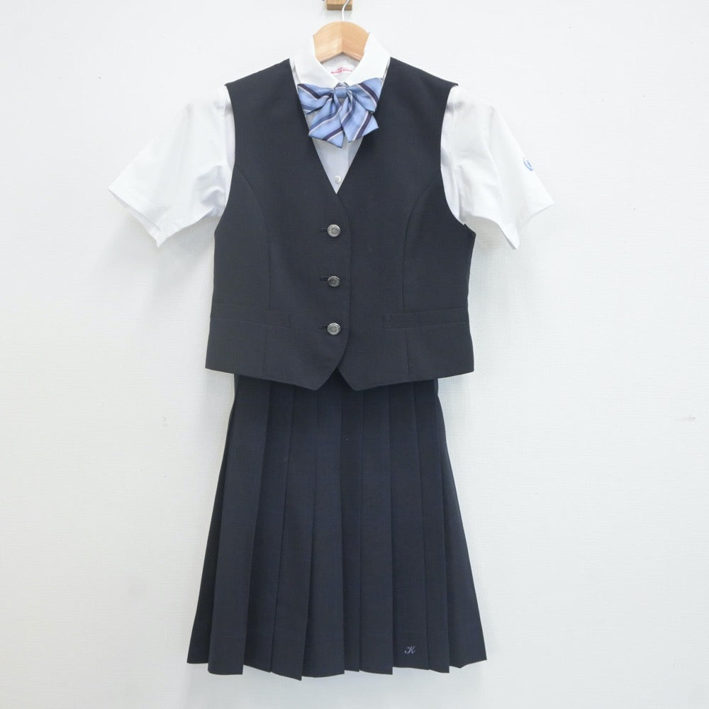 【中古】東京都 久留米中学校 女子制服 5点（シャツ・ベスト・スカート）sf022104