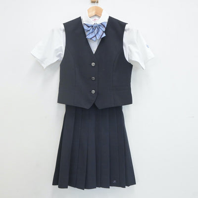 【中古】東京都 久留米中学校 女子制服 5点（シャツ・ベスト・スカート）sf022104