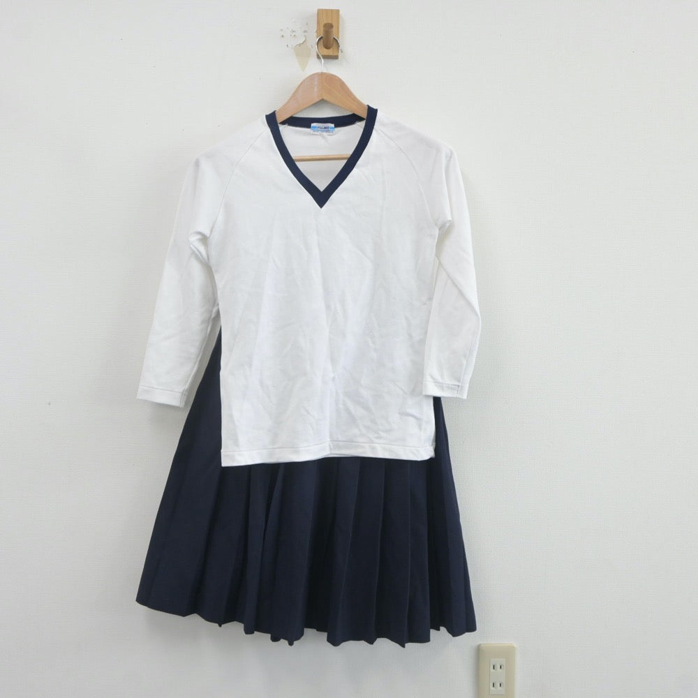 【中古】愛知県 安城市明祥中学校 女子制服 5点（ニット・セーラー服・シャツ・スカート）sf022122