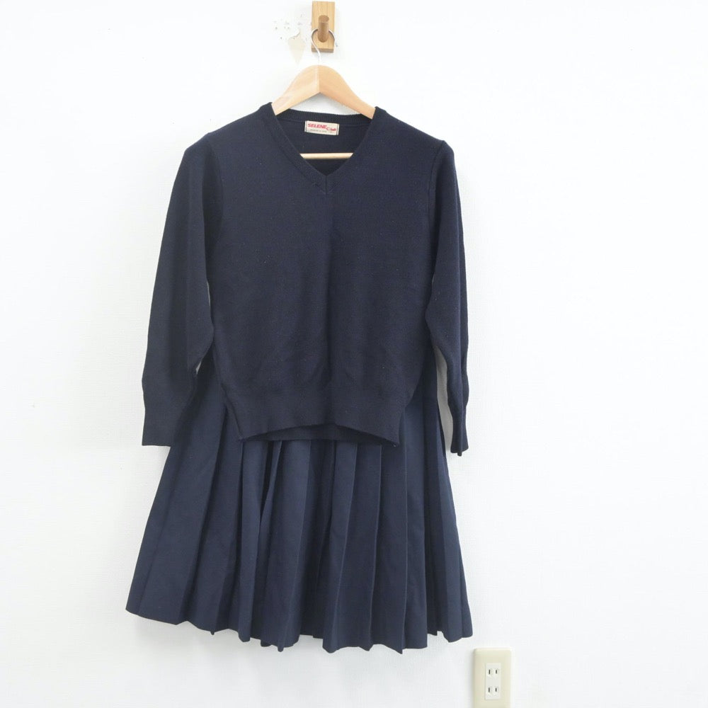 【中古】愛知県 安城市明祥中学校 女子制服 5点（ニット・セーラー服・シャツ・スカート）sf022122