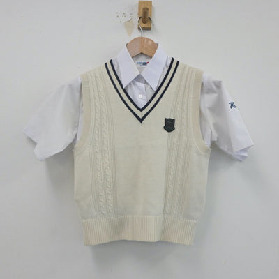 【中古】埼玉県 星野高等学校 女子制服 2点（シャツ・ニットベスト）sf022147