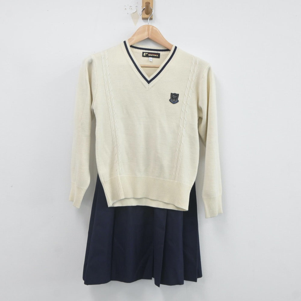 【中古】埼玉県 星野高等学校 女子制服 3点（ブレザー・ニット・スカート）sf022149