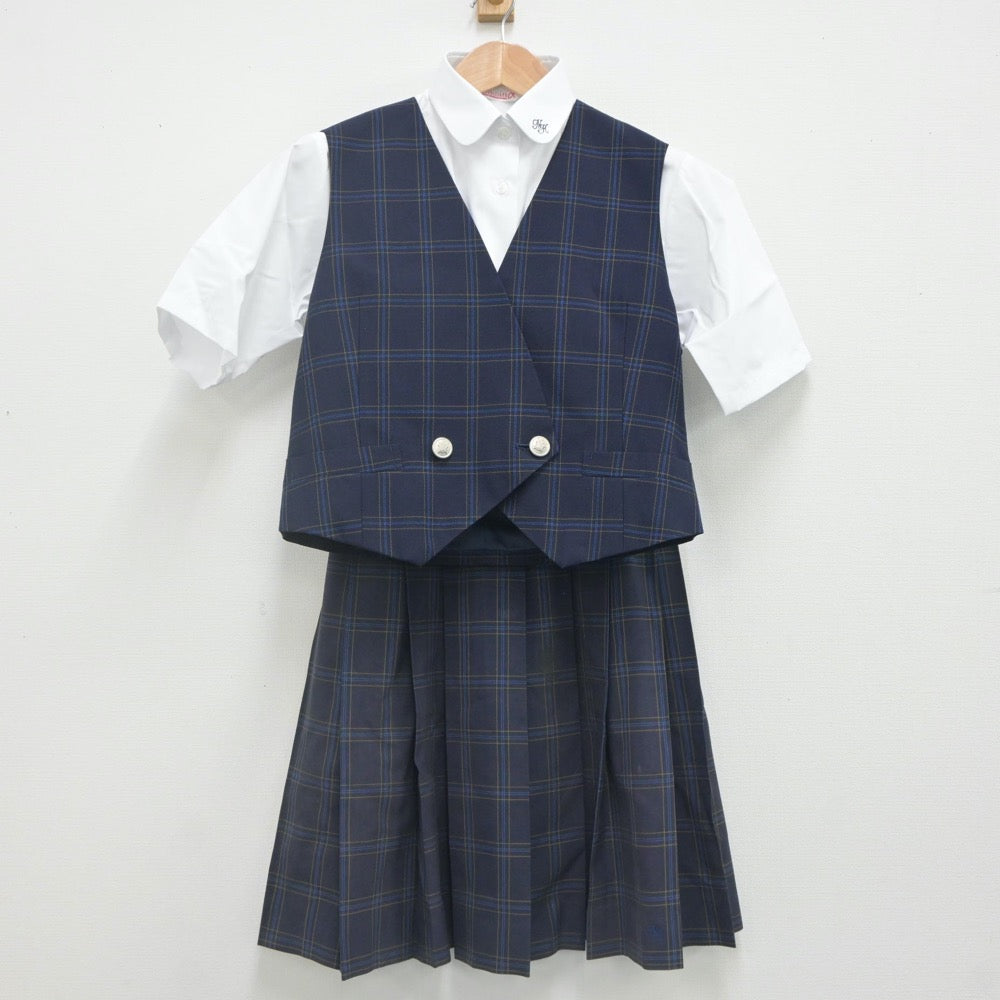 【中古】千葉県 長狭高等学校 女子制服 3点（ベスト・シャツ・スカート）sf022169