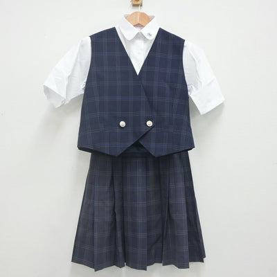 【中古】千葉県 長狭高等学校 女子制服 3点（ベスト・シャツ・スカート）sf022169