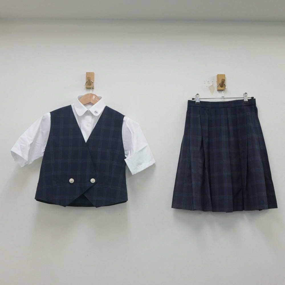 【中古】千葉県 長狭高等学校 女子制服 3点（ベスト・シャツ・スカート）sf022169