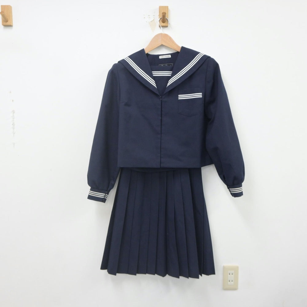 【中古】富山県 新湊南部中学校 女子制服 2点（セーラー服・スカート）sf022241