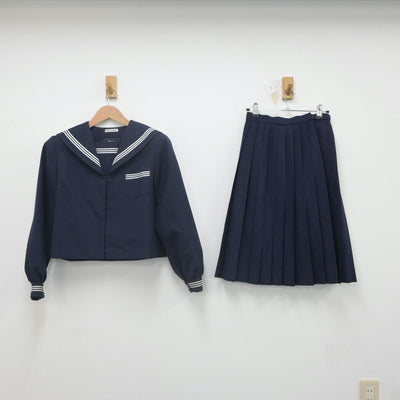 【中古】富山県 新湊南部中学校 女子制服 2点（セーラー服・スカート）sf022241