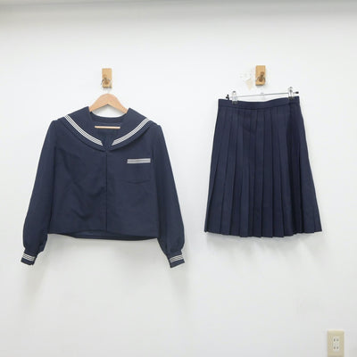 【中古】富山県 新湊南部中学校 女子制服 2点（セーラー服・スカート）sf022242