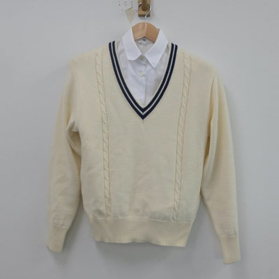 【中古】島根県 北陵高等学校 女子制服 2点（ニット・シャツ）sf022246