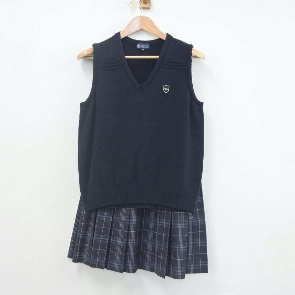 【中古】山口県 野田学園高等学校 女子制服 2点（ニットベスト・スカート）sf022256