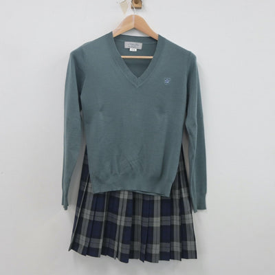 【中古】福岡県 西南学院高等学校 女子制服 4点（ブレザー・ニット・スカート）sf022268