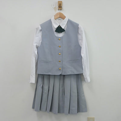 【中古】福島県 福島成蹊高等学校 女子制服 4点（ベスト・シャツ・スカート）sf022277