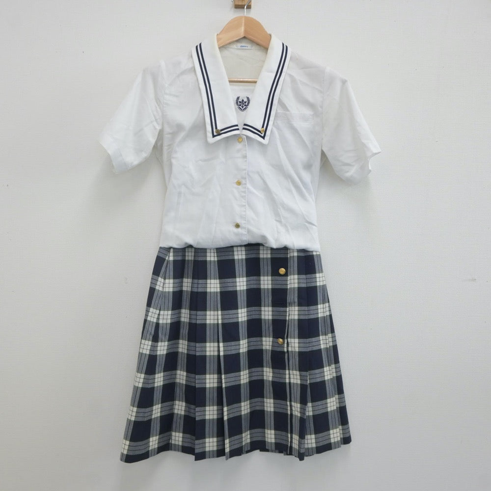 【中古】東京都 鶴川高等学校 女子制服 2点（セーラー服・スカート）sf022303