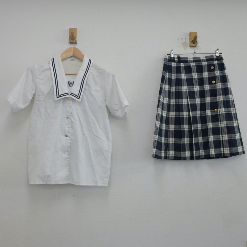 【中古】東京都 鶴川高等学校 女子制服 2点（セーラー服・スカート）sf022303