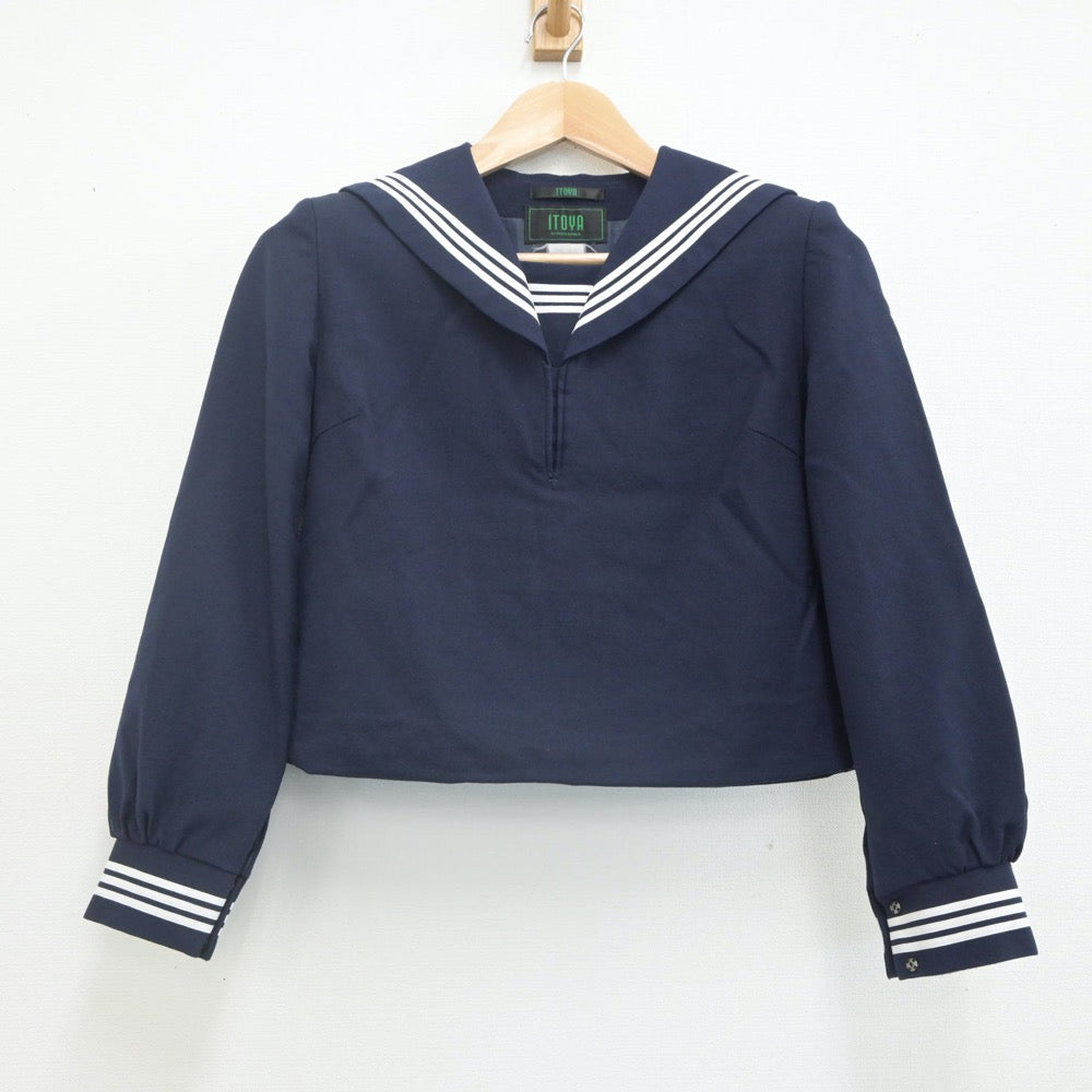 【中古】広島県 比治山女子高等学校 女子制服 2点（セーラー服・スカート）sf022308