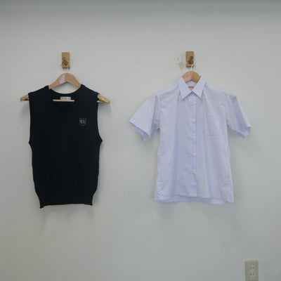 【中古】京都府 京都女子中学校・高等学校 女子制服 3点（シャツ・ニットベスト・スカート）sf022332