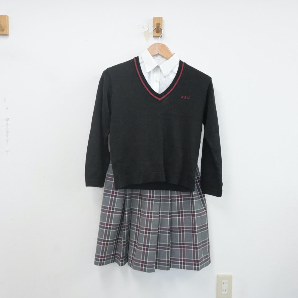 【中古】京都府 京都外大西高等学校 女子制服 4点（シャツ・ニット・スカート）sf022363