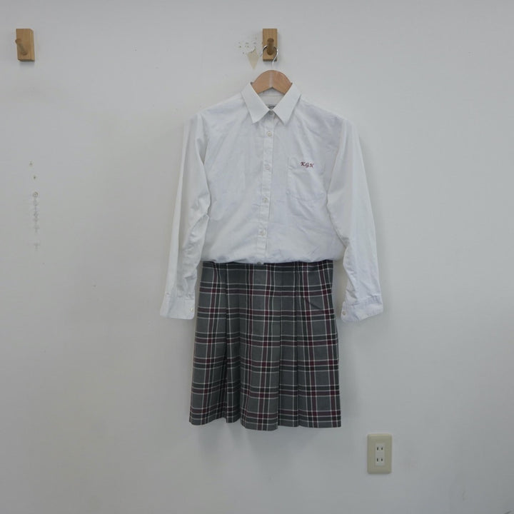 【中古】京都府 京都外大西高等学校 女子制服 4点（シャツ・ニット・スカート）sf022363