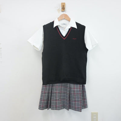 【中古】京都府 京都外大西高等学校 女子制服 4点（シャツ・ニットベスト・スカート）sf022365