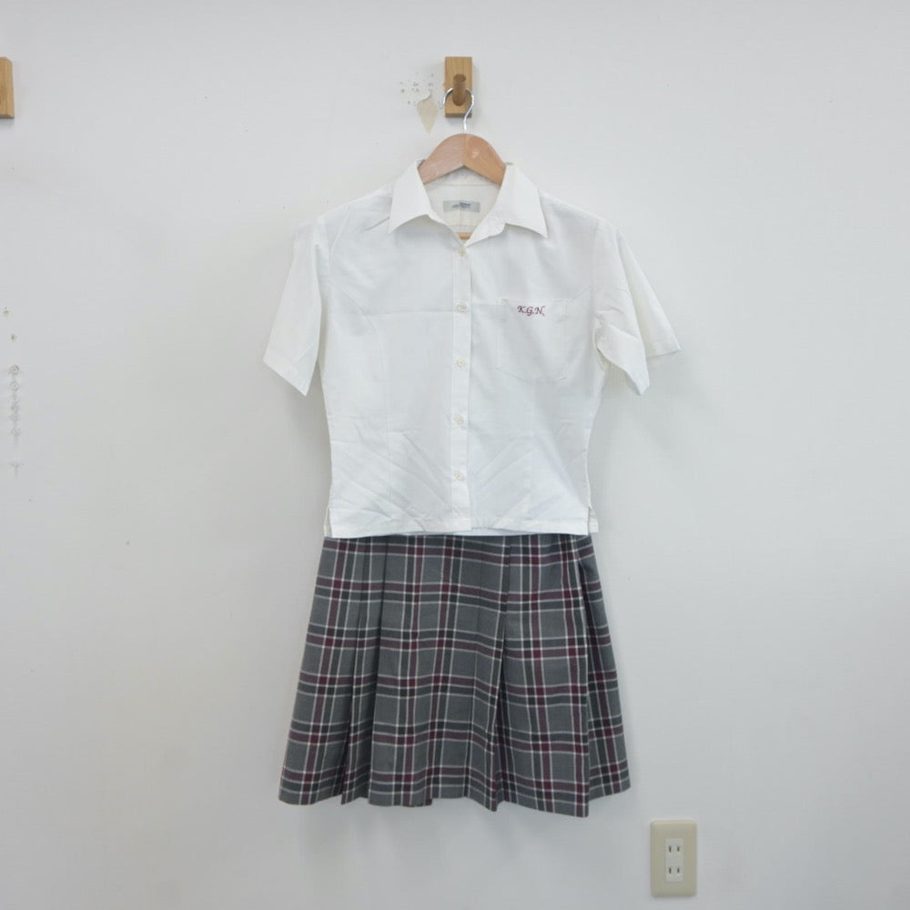 【中古】京都府 京都外大西高等学校 女子制服 4点（シャツ・ニットベスト・スカート）sf022365