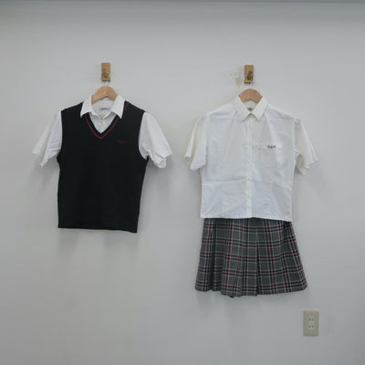 【中古】京都府 京都外大西高等学校 女子制服 5点（シャツ・ニットベスト・スカート）sf022366