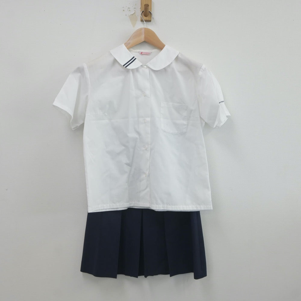 【中古】福島県 磐城桜が丘高等学校 女子制服 2点（シャツ・スカート）sf022376