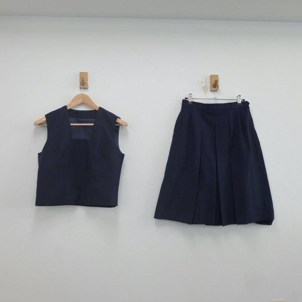 【中古】福島県 磐城桜が丘高等学校 女子制服 2点（ベスト・スカート）sf022377