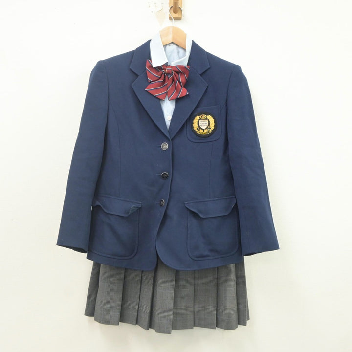 【中古】岡山県 玉島商業高等学校 女子制服 5点（ブレザー・ニット・シャツ・スカート）sf022383