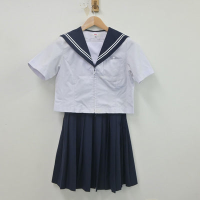 【中古】愛知県 岡崎聾学校 女子制服 2点（セーラー服・スカート）sf022386