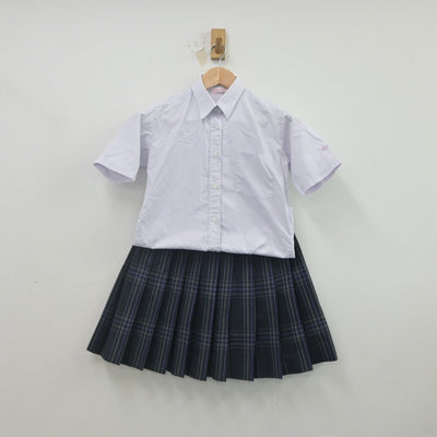 【中古】神奈川県 幸高等学校 女子制服 2点（シャツ・スカート）sf022389