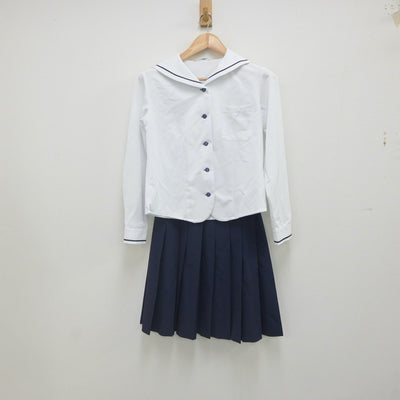 【中古】山形県 東北文教大学山形城北高等学校 女子制服 3点（セーラー服・スカート）sf022418