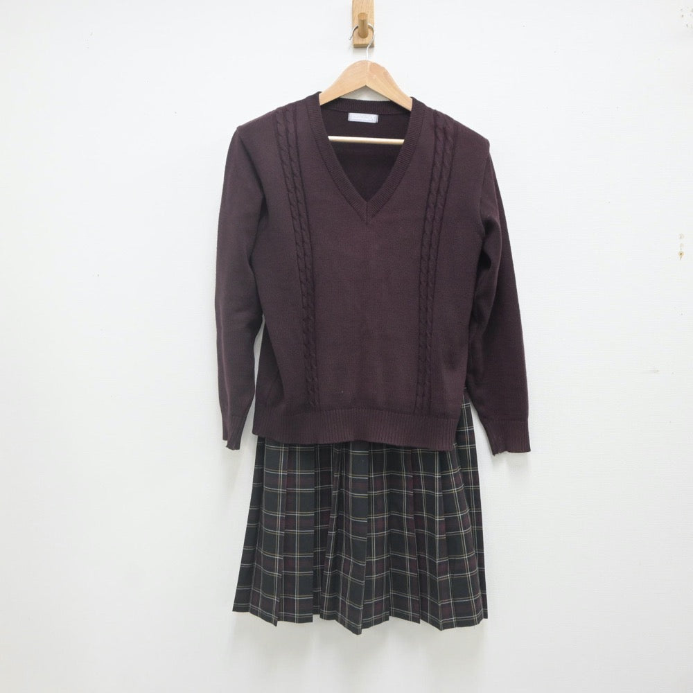 【中古】兵庫県 兵庫県立明石高等学校 女子制服 2点（ニット・スカート）sf022456