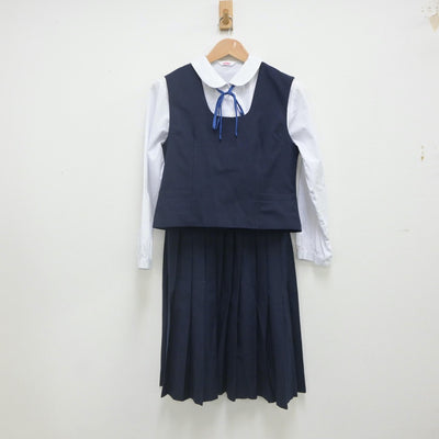 【中古】千葉県 千葉市立都賀中学校 女子制服 5点（ブレザー・ベスト・シャツ・スカート）sf022459