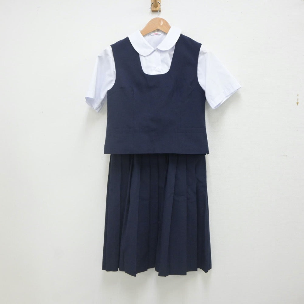 【中古】千葉県 千葉市立都賀中学校 女子制服 3点（シャツ・ベスト・スカート）sf022460