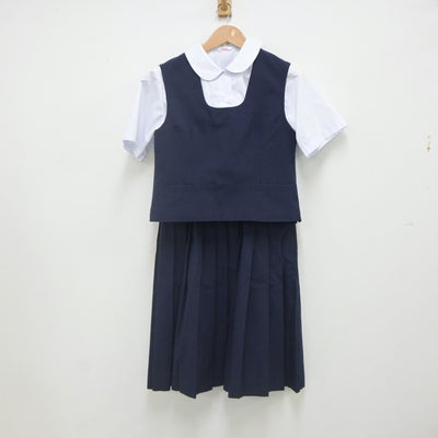 【中古】千葉県 千葉市立都賀中学校 女子制服 3点（シャツ・ベスト・スカート）sf022460