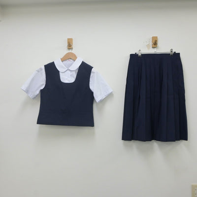 【中古】千葉県 千葉市立都賀中学校 女子制服 3点（シャツ・ベスト・スカート）sf022460