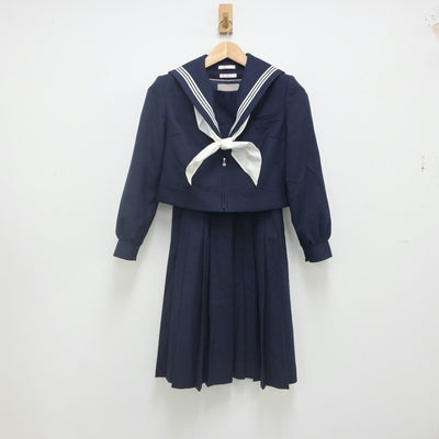 【中古】福岡県 北九州市立花尾中学校 女子制服 2点（セーラー服・ジャンパースカート）sf022464