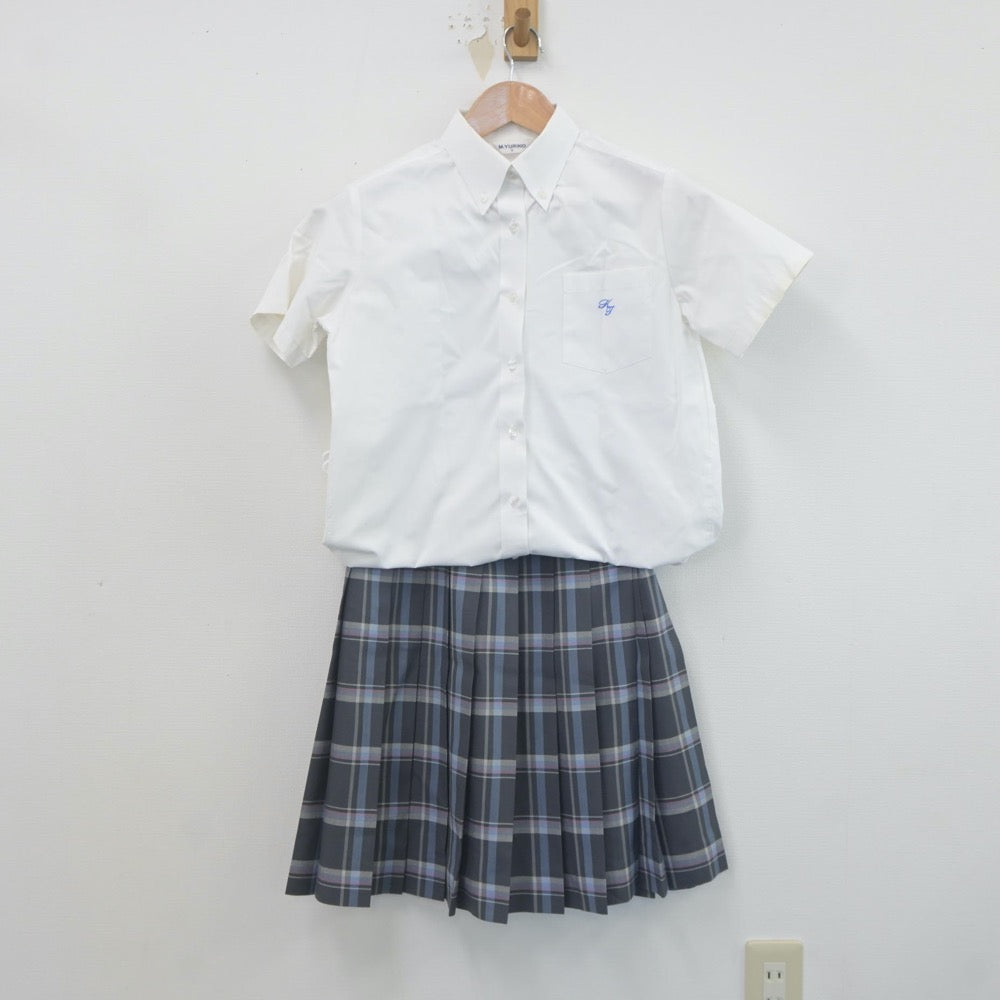 【中古】栃木県 國學院大學栃木高等学校 女子制服 4点（シャツ・ニットベスト・スカート）sf022486