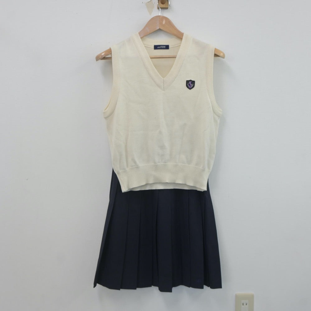 【中古】岐阜県 本巣松陽高等学校 女子制服 2点（ニットベスト・スカート）sf022489