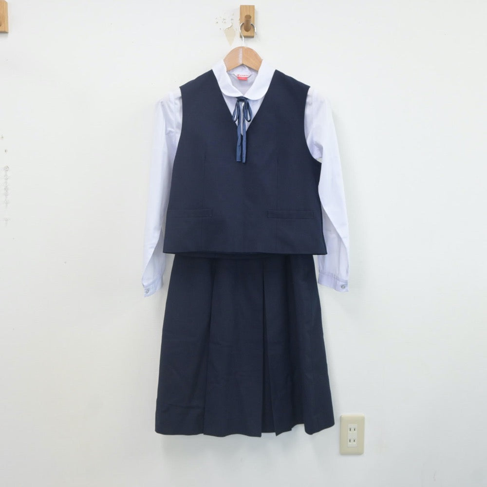 【中古】宮城県 七郷中学校 女子制服 6点（ブレザー・シャツ・ベスト・スカート）sf022490