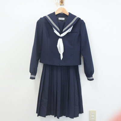 【中古】秋田県 飯島中学校 女子制服 4点（セーラー服・シャツ・スカート）sf022497