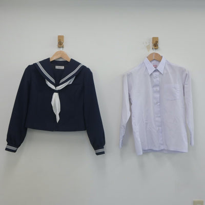 【中古】秋田県 飯島中学校 女子制服 4点（セーラー服・シャツ・スカート）sf022497