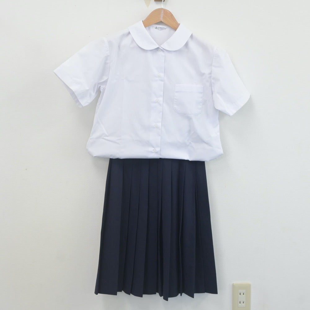 【中古】秋田県 飯島中学校 女子制服 2点（シャツ・スカート）sf022498