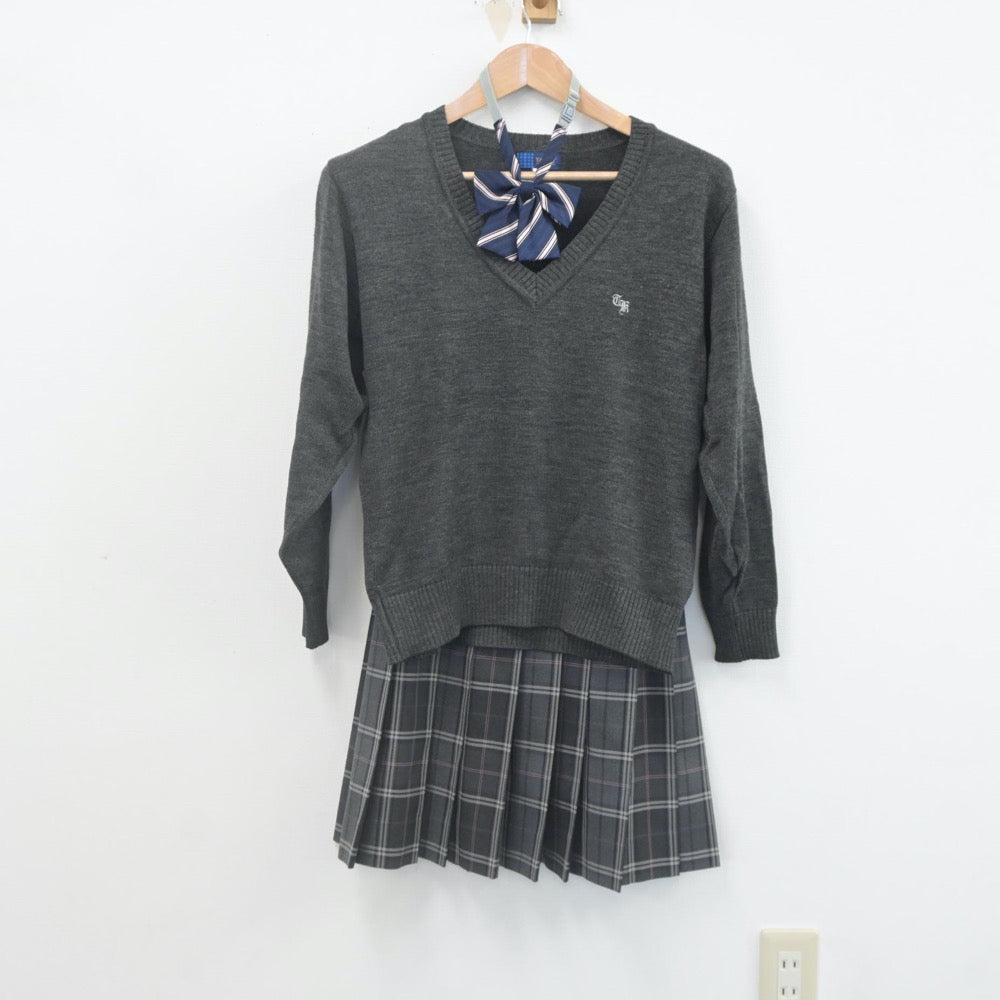 【中古】東京都 立川国際中等教育学校 女子制服 3点（ニット・スカート）sf022503