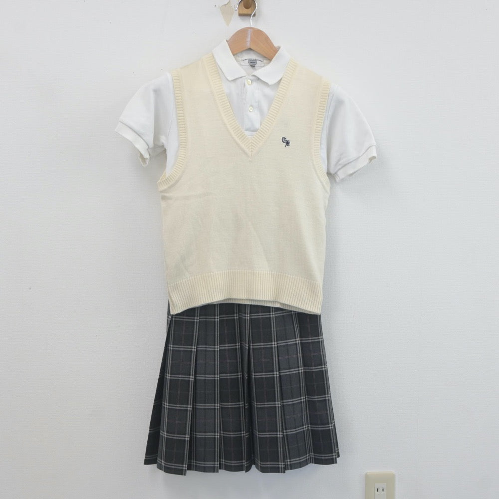 【中古】東京都 立川国際中等教育学校 女子制服 3点（シャツ・ニットベスト・スカート）sf022504