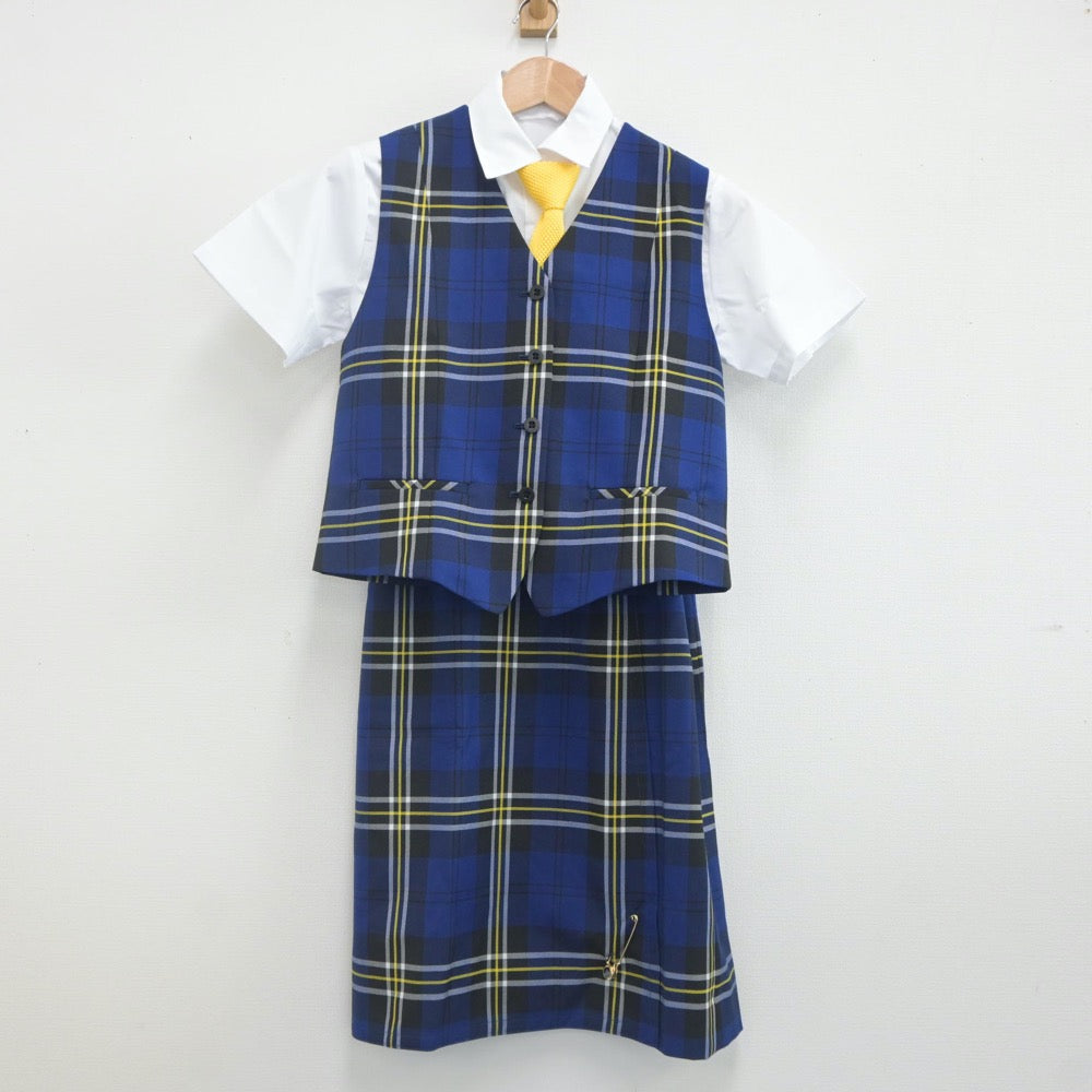 【中古】大阪府 堺リベラル中学校 女子制服 4点（シャツ・ベスト・スカート）sf022529