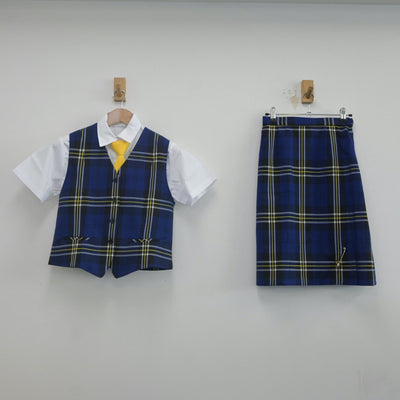 【中古】大阪府 堺リベラル中学校 女子制服 4点（シャツ・ベスト・スカート）sf022529