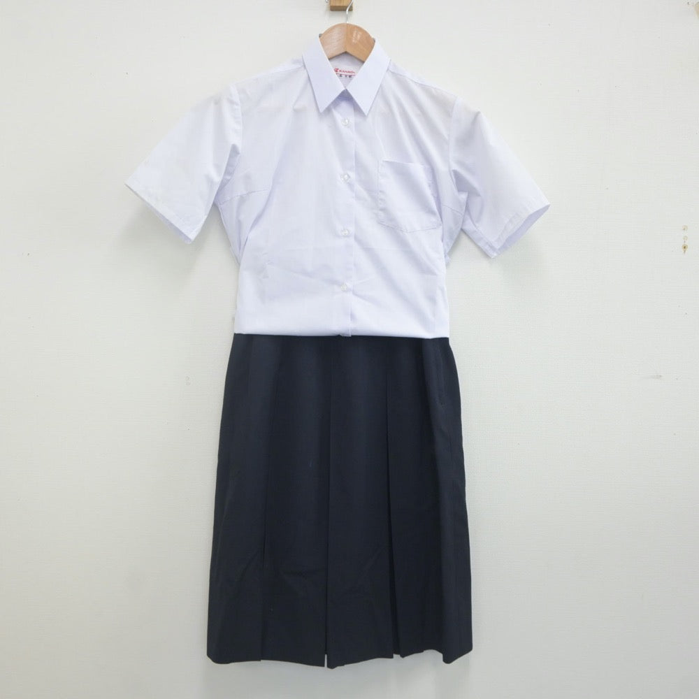 【中古】千葉県 吾妻中学校 女子制服 2点（シャツ・スカート）sf022544