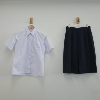 【中古】千葉県 吾妻中学校 女子制服 2点（シャツ・スカート）sf022544